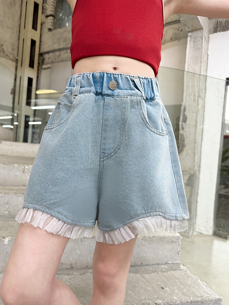 Girls Shorts Summer Kidsren'S Summer Thin Jeans Medium And Large Kidsren'S Casual Pants For Little Girls - Image 2