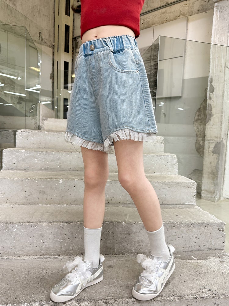 Girls Shorts Summer Kidsren'S Summer Thin Jeans Medium And Large Kidsren'S Casual Pants For Little Girls - Image 3