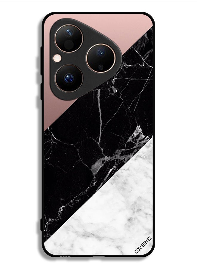 Covernex Huawei Pura 80 Protective Case Cover Marble & Plain Combination Pattern - Image 1