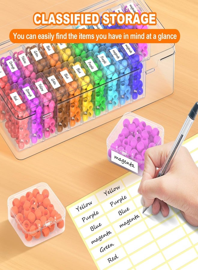 Profasion Bead Organizer Box, 24 PCS Clear Plastic Storage Containers Features Hinged Lid and Labels, Craft Storage Box for Jewelry, Diamonds, Clay Beads, Bracelets, Screws, Seeds, Small Parts - Image 3