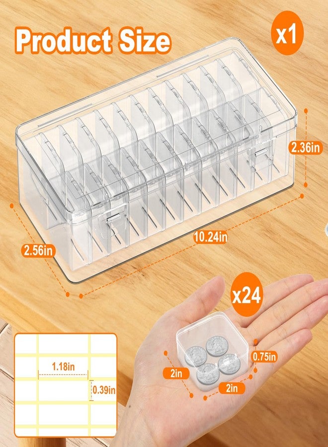 Profasion Bead Organizer Box, 24 PCS Clear Plastic Storage Containers Features Hinged Lid and Labels, Craft Storage Box for Jewelry, Diamonds, Clay Beads, Bracelets, Screws, Seeds, Small Parts - Image 2