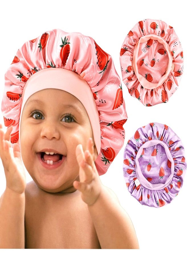 YANIBEST 2 Pcs Baby Satin Bonnet for Sleeping Kids Double Layer Sleeping Caps for Toddler Silk Bonnet Elastic Wide Band - Image 1