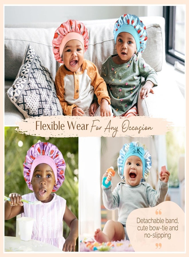 YANIBEST 2 Pcs Baby Satin Bonnet for Sleeping Kids Double Layer Sleeping Caps for Toddler Silk Bonnet Elastic Wide Band - Image 5