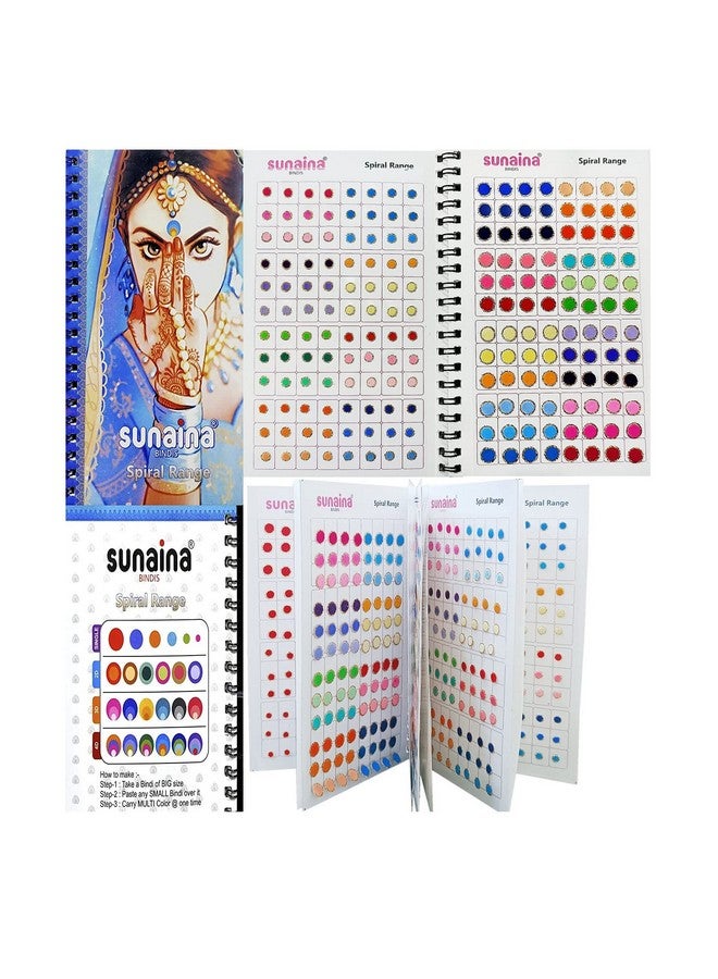 Sunaina (Original) Spiral Multicolor Mix Size Golden Glitter Outline Sketch Tikka Forhead Bindis Book For Women & Girls - Image 1