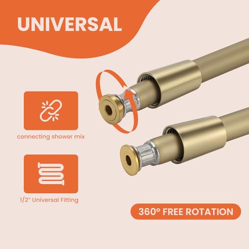 Roastove Silicone Shower Hose Extra LongExplosion Proof Anti Kink HoseUsed In Showerheads Spray Bidet Bathing Toilet Cleaning Flexible RV Shower Hoses Replacement 59 Inches Golden2PACKS - Image 3
