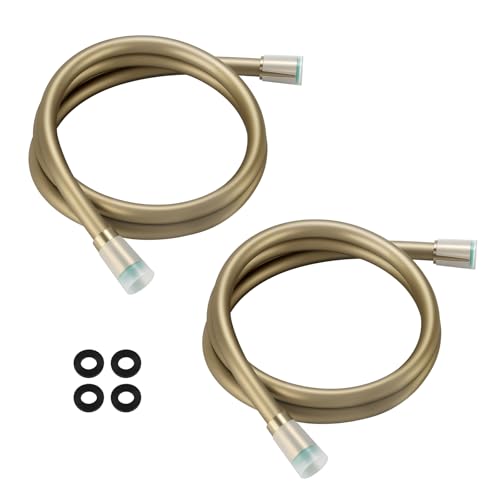 Roastove Silicone Shower Hose Extra LongExplosion Proof Anti Kink HoseUsed In Showerheads Spray Bidet Bathing Toilet Cleaning Flexible RV Shower Hoses Replacement 59 Inches Golden2PACKS - Image 1