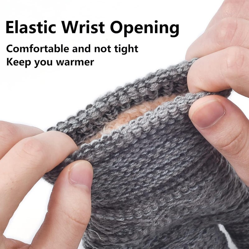 FENELY Women's Winter Warm Touch Screen Gloves Womens Thermal Cable Knit Wool Fleece Lined Glove for Cold Weather - Image 4