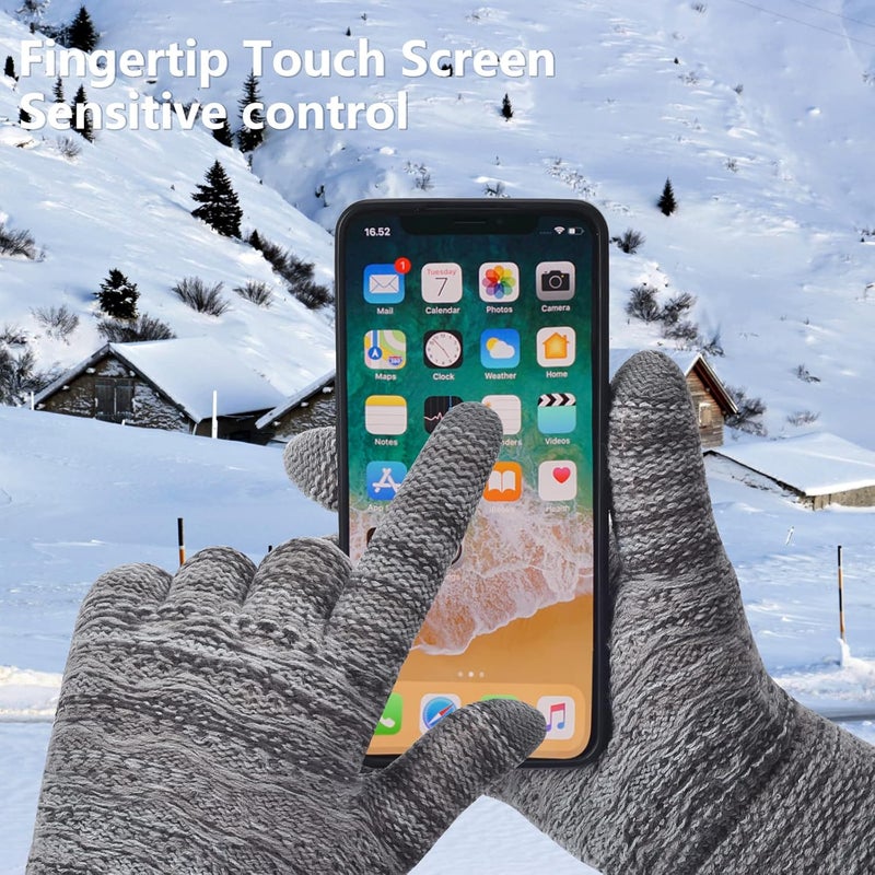 FENELY Women's Winter Warm Touch Screen Gloves Womens Thermal Cable Knit Wool Fleece Lined Glove for Cold Weather - Image 2