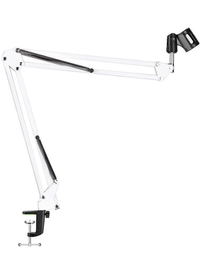 كابتن تيك حامل ميكروفون تسجيل قابل للتمديد بلون أبيض - Image 1