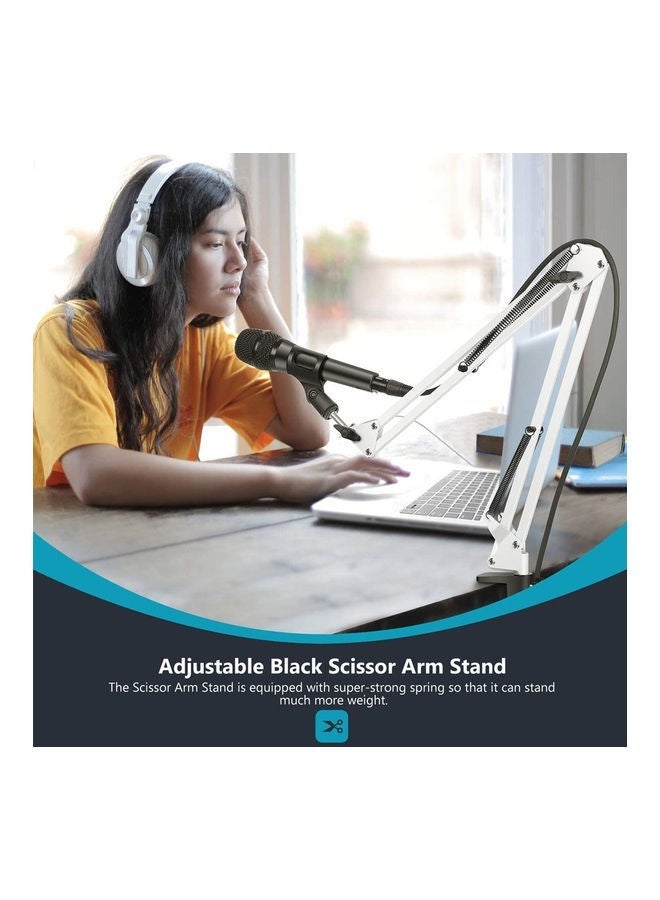 كابتن تيك حامل ميكروفون تسجيل قابل للتمديد بلون أبيض - Image 5