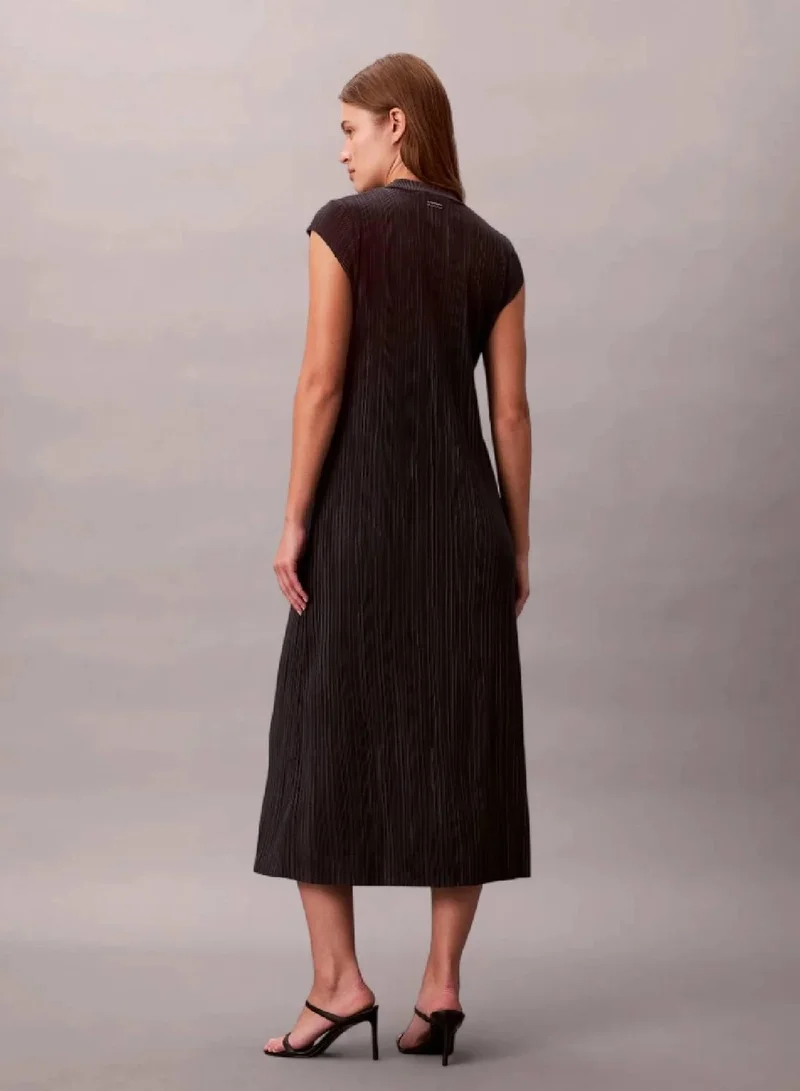 Calvin Klein Ebony Plisse Midi Dress for Women | Best Price UAE