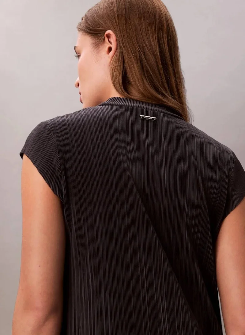 Calvin Klein Ebony Plisse Midi Dress for Women | Best Price UAE