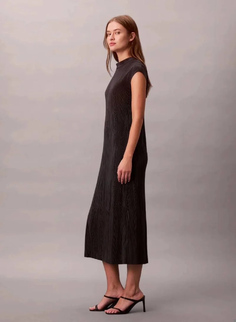 Calvin Klein Ebony Plisse Midi Dress for Women | Best Price UAE