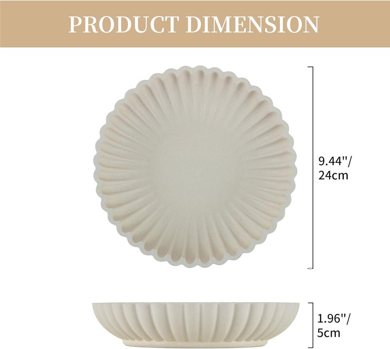 Hanobe Decorative Centerpiece Bowl Decor: Large Fruit Bowls for Home Dinning Kitchen Counter Resin Scalloped Ruffle Key Tray for Living Entryway Coffee Tables - Image 5