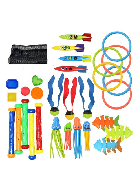 30 Pcs Diving Pool Toys for Kids Ages 3-12 Jumbo Set with Storage Bag Pool Games Summer Swim Water Fish Toys. Diving Toys Set Pool Toys.