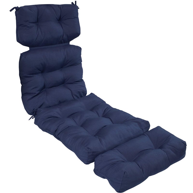Sunnydaze 75Inch 300 D Olefin Tufted Outdoor Chaise Lounge Chair Cushion with Polyester Fill Blue