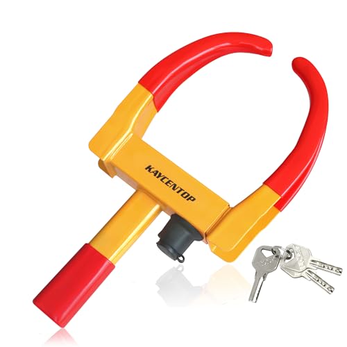 KAYCENTOP Universal Wheel Lock Security Trailer Wheel Lock Tire Lock Anti Theft for Trailers Golf Cart SUV Boat ATV Motorcycle Camper 3 Keys YellowRed - Image 1