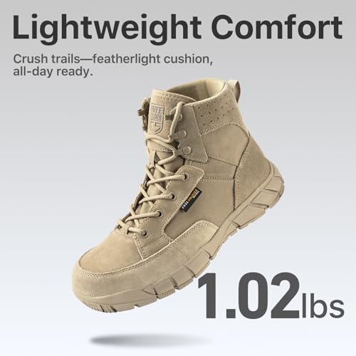FREE SOLDIER Waterproof Hiking Work Boots Men's Tactical Boots 6 Inches Lightweight Military Boots Breathable Desert Boots(Tan 11) - Image 2