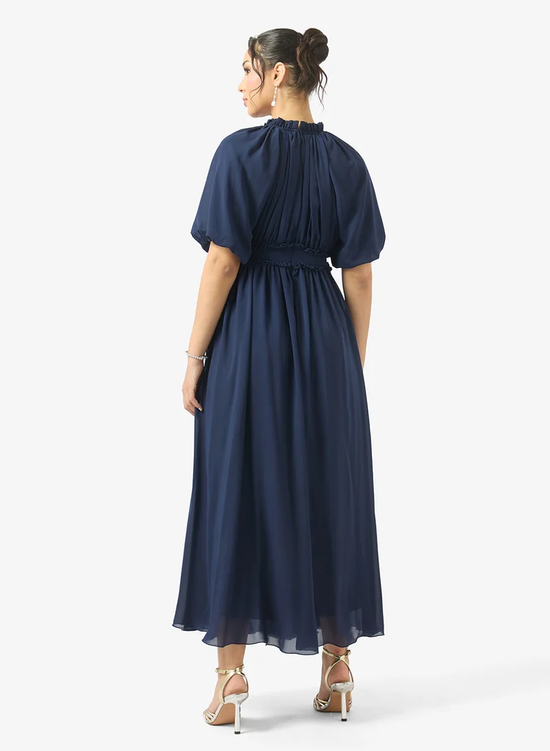 Golden Apple Half Sleeve Round Neck Maxi Dress