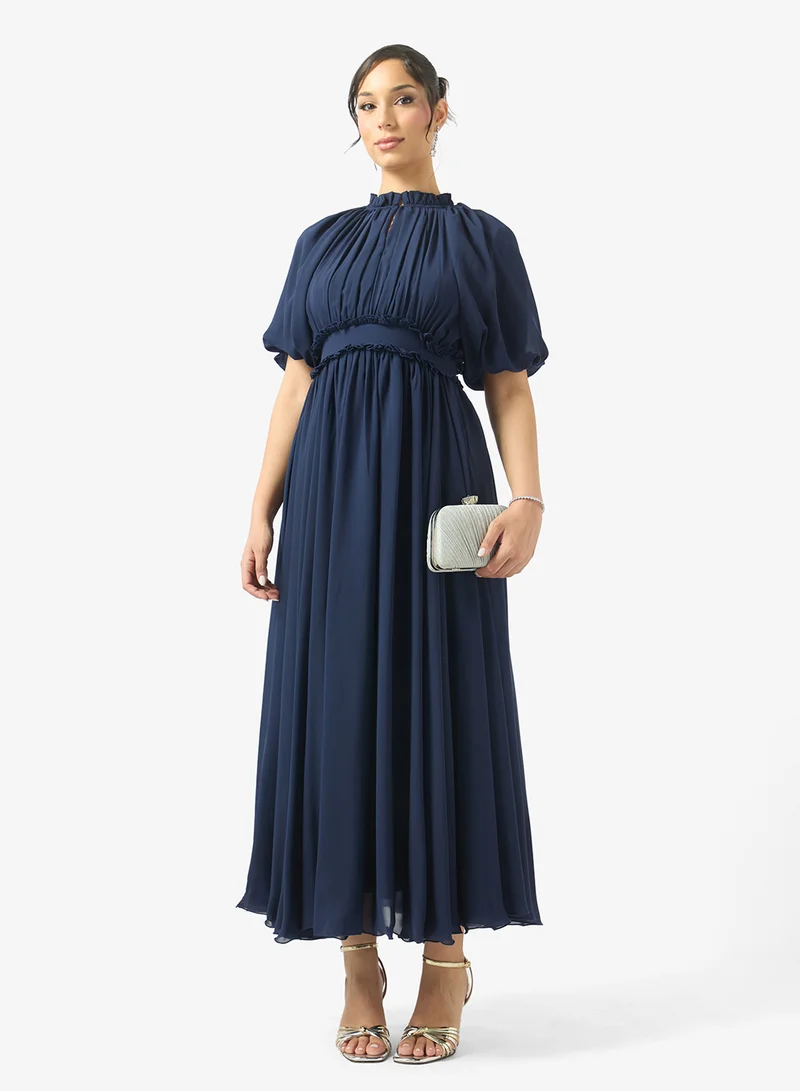 Golden Apple Half Sleeve Round Neck Maxi Dress