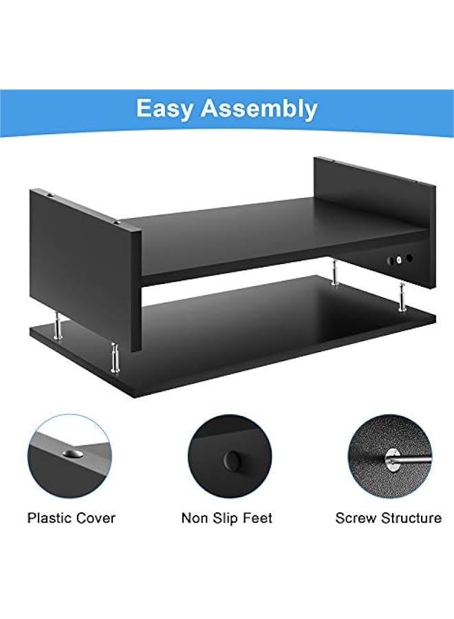 Arabest Monitor Stand Riser, 16.5 Inch 2 Tier Computer Printer Shelf Stand for Laptop Computer Screen Storage, Desktop Stand with Phone Holder and Cable Management Black  - Image 3