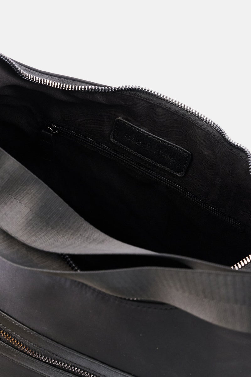 ADRIENNE VITTADINI حقيبة كتف نسائية بشعار العلامة التجارية مع محفظة قابلة للفصل، سوداء - Image 5