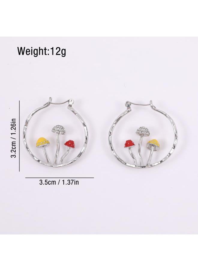 Generic - Bell Jewelry Three-dimensional Mushroom Earrings Niche Original Design New Simple Copper Diamond Earrings C- Shaped Large Earrings - Image 1