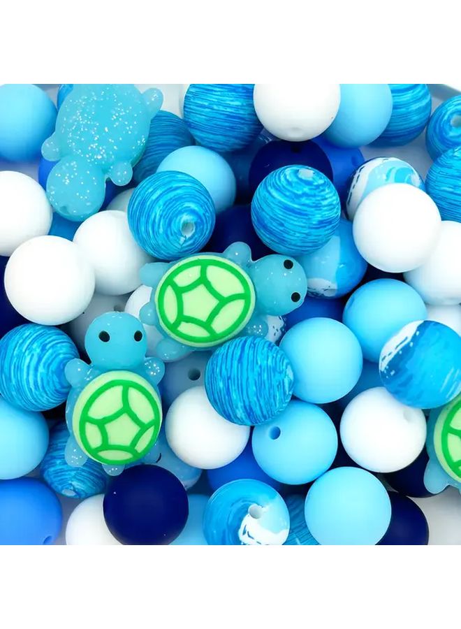 32 Pcs Glow In The Dark Blue Turtle Silicone Beads 15mm Ocean Style Round Beads For Diy Vacation Beach Crafts Pendant Decorations Keychains Phone Straps Pen Decorations And Gift Making - Image 5