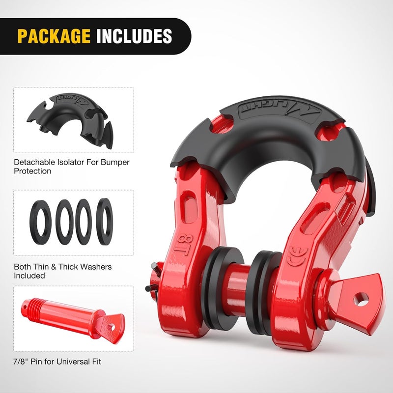 Nilight 2 Pack 3/4" Mega D-Ring Shackle with 7/8" Screw Pin 68,000LBS Break Strength, Heavy Duty Off Road Recovery Shackle for Use with Tow Strap, Winch, Off-Road Jeep Truck Vehicle, 2 Years Warranty - Image 3