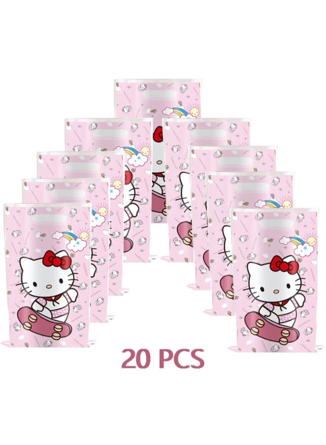 Party 20pcs Pink Hello Kitty Pattern Birthday Party Supplies Cartoon Candy Bags Tote Bags Children Gift Bags - Image 1