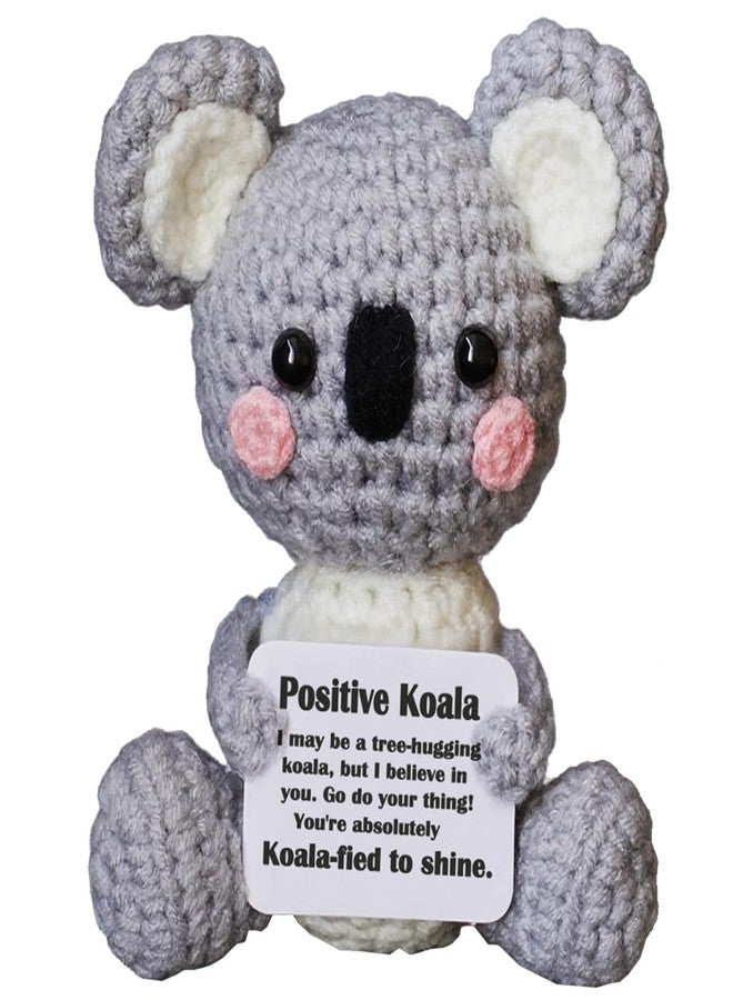 Posshe Koala Gifts, Crochet Positive Support Koala- Handmade Emotional Cheer Support Funny Gifts for Friend Coworker Birthday Christmas Stocking Stuffer White Elephant Under 10 Dollars - Image 1
