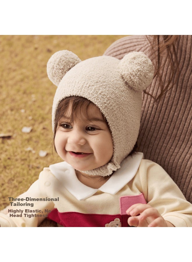 Aqpa [furry Heart Little Bear] Baby Hat Autumn Winter Ear Protection Plush Hat Blue 6-12 Months - Image 3