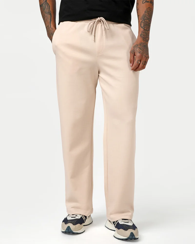 بيواكوف Men's Brazilian Sand Brown Straight Fit Track Pants