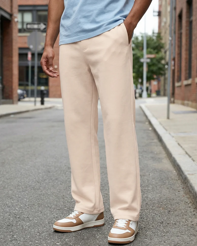 بيواكوف Men's Brazilian Sand Brown Straight Fit Track Pants