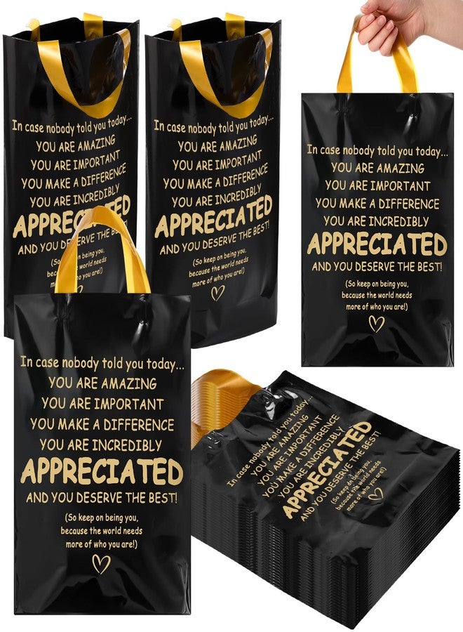 Kolldenn 50 Pcs Thank You Gifts Bags Employee Appreciation Goodie Bags with Handles Reusable Plastic Party Favors for Teacher Team Staff Offices Gift Wrapping(Appreciated - Image 1