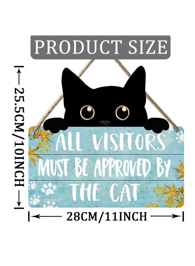 Ykfss Funny Cat Signs Cat Wall Decor Pet Door Hanging Decor All Visitors Must Be Approved By The Cat Sign Welcome Home Gifts Cat Decor For Cat Lovers Wood Sign Cats Wooden Plaque - Image 3