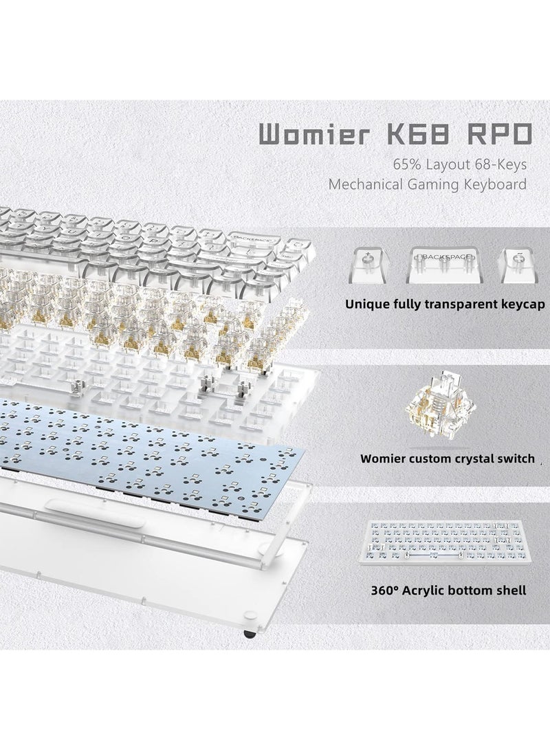 NAFEH Gaming Keyboard and Mouse Combo 61 Keys Transparent Small Keyboard and Mouse Set 60% Mini Gaming Keyboard True RGB Backlit - Image 2