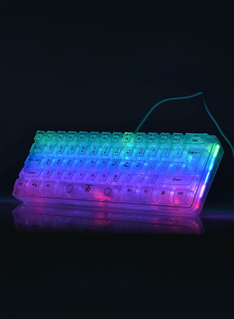 NAFEH Gaming Keyboard and Mouse Combo 61 Keys Transparent Small Keyboard and Mouse Set 60% Mini Gaming Keyboard True RGB Backlit - Image 5