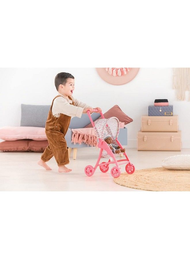 Corolle عربة دمى للأطفال مع مظلة قابلة للطي ملحق مون بريميير بوبون تناسب دمى 12 بوصة بتصميم وردي/زهري للأطفال من عمر 18 شهرًا وما فوق - Image 3