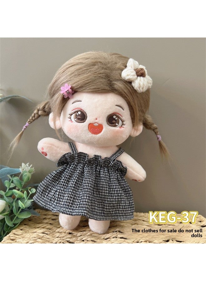# 20cm Cotton Doll Clothes For Fat Body Can Be Worn Preppy Style Suit Plush Doll Dress Up Cute Baby Clothes Skirt-Color:20cm Cotton Clothes + Headwear (excluding Baby)-Specifications:KEG-37 - Image 1