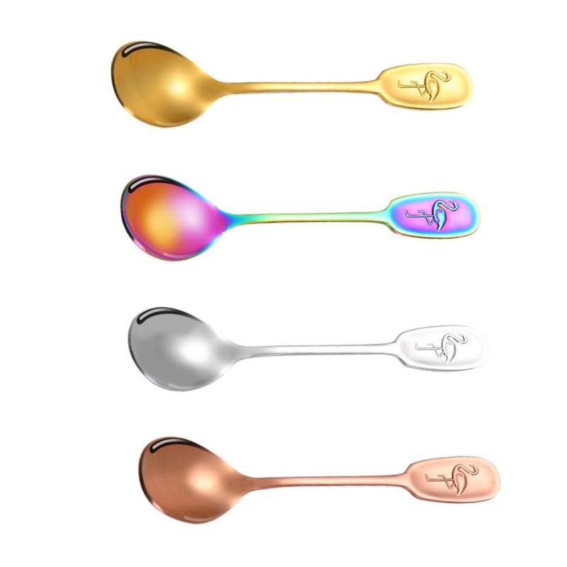 Stainless Steel Coffee Spoons Set of 4 Gold Rose Gold Rainbow Colors Dessert Tea Stirring Utensils - Image 2
