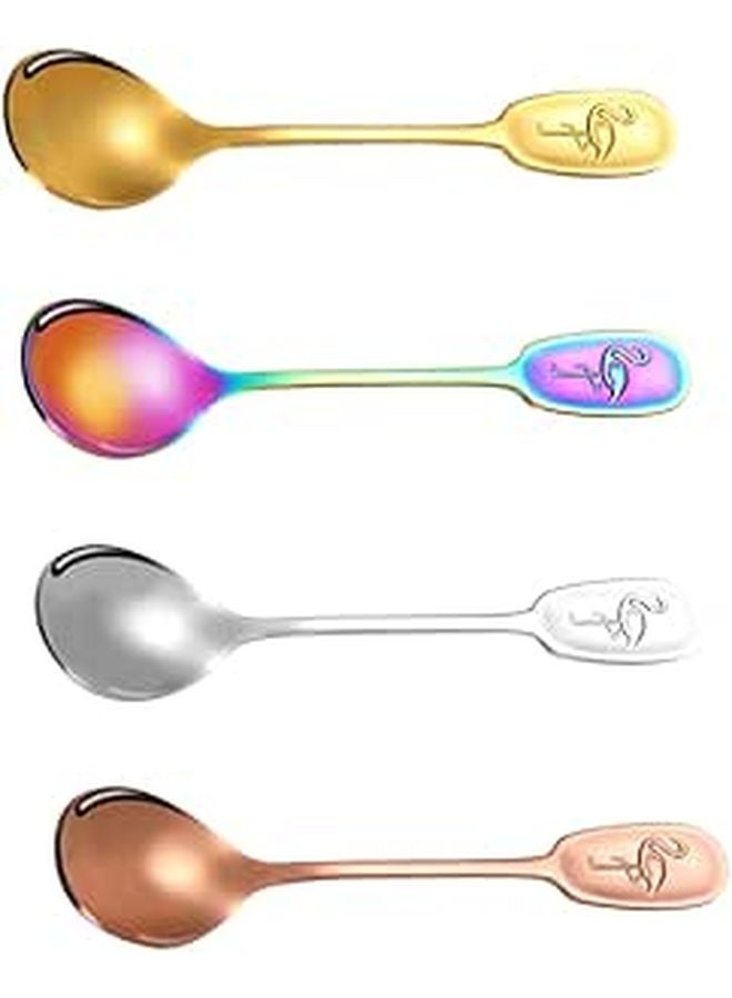 Stainless Steel Coffee Spoons Set of 4 Gold Rose Gold Rainbow Colors Dessert Tea Stirring Utensils - Image 1