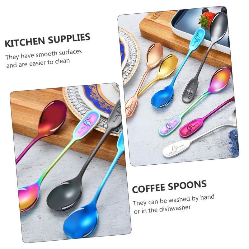 Stainless Steel Coffee Spoons Set of 4 Gold Rose Gold Rainbow Colors Dessert Tea Stirring Utensils - Image 4
