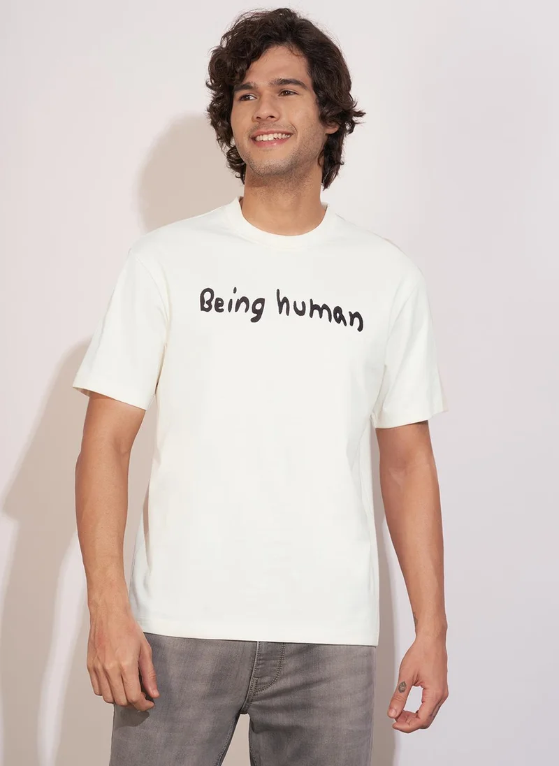 Being Human Men Round Neck Relaxed Fit Pure Cotton T-shirt