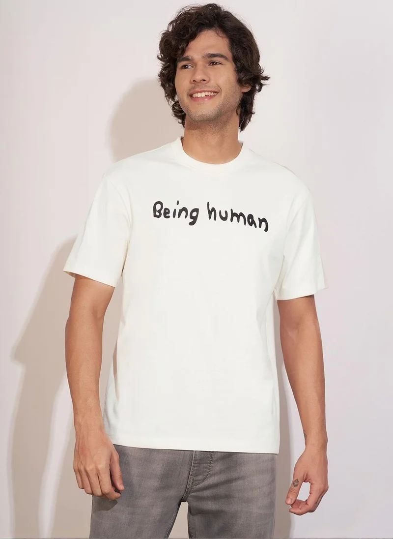 Being Human Men Round Neck Relaxed Fit Pure Cotton T-shirt