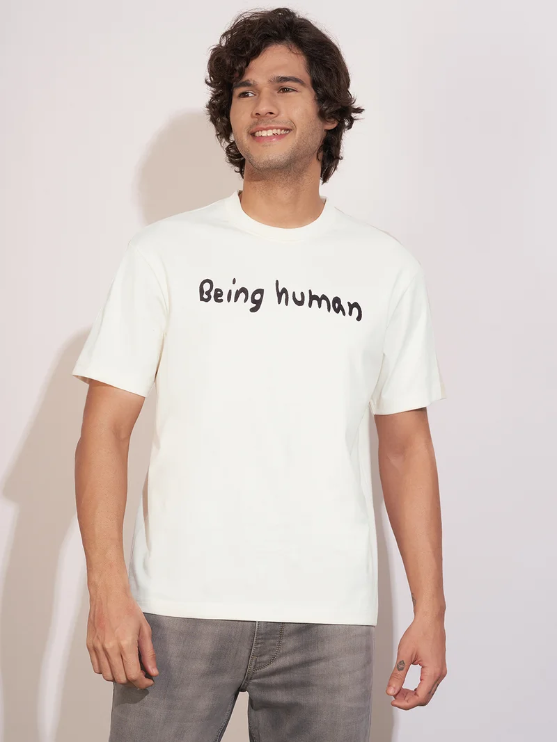 Being Human Men Round Neck Relaxed Fit Pure Cotton T-shirt