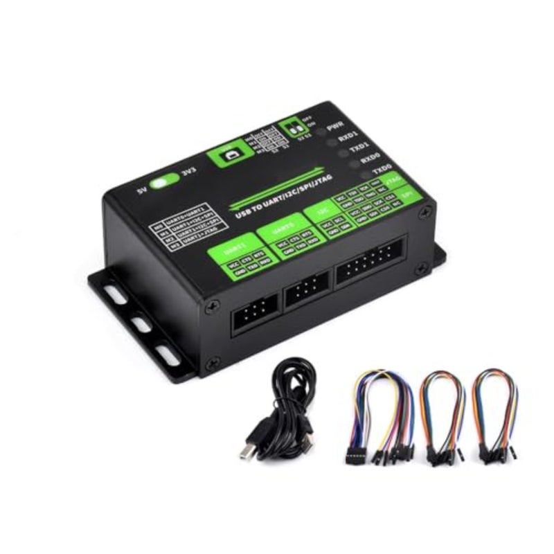 محول USB إلى UART/I2C/SPI/JTAG، يدعم واجهات متعددة البروتوكولات، 2-ch UART، 1-ch I2C، SPI، JTAG، تحويل مستوى 3.3V/5V، Win10/11، Linux - Image 1