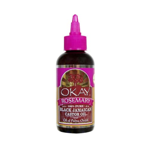 Okay Pure Naturals Black Jamaican Castor Oil  Castor Oil for Hair Growth Moisture for Skin Face Scalp Eyelashes Eyebrows  Hair Oil for Men  Women  Rosemary 4 oz Glass Bottle