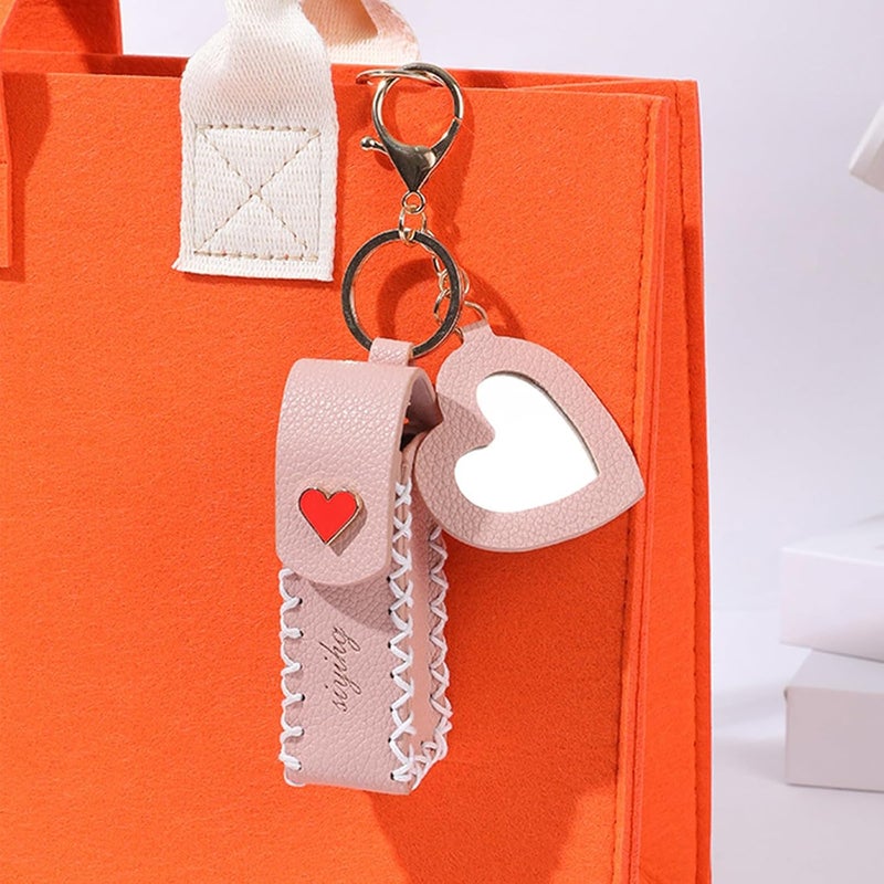 Portable Leather Lipstick Bag Makeup Pouches Lip Balm Bag Keychain Holder Lipsticks Protective Covers Bag Decoration - Image 4