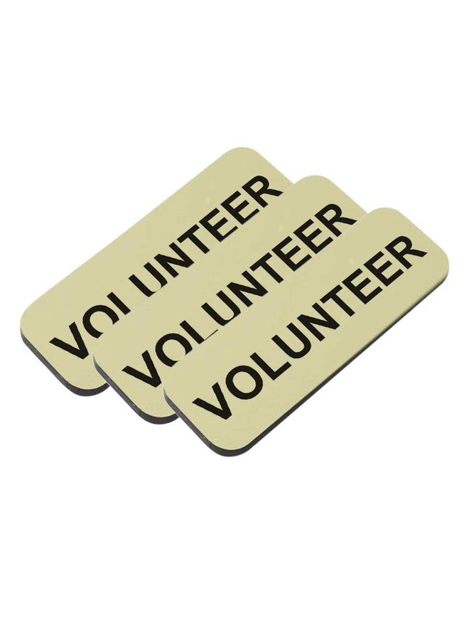 All Quality Badges Volunteer 1 x 3 Name Tag, Brushed Gold (3 Pack) - Image 1
